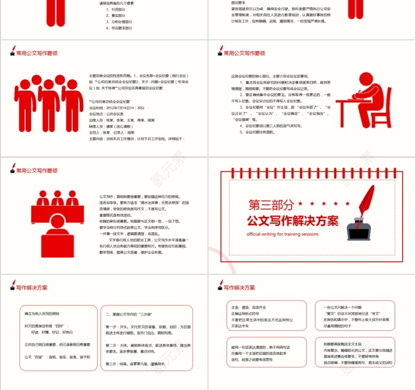 简约清新公文写作培训会PPT模板第3张