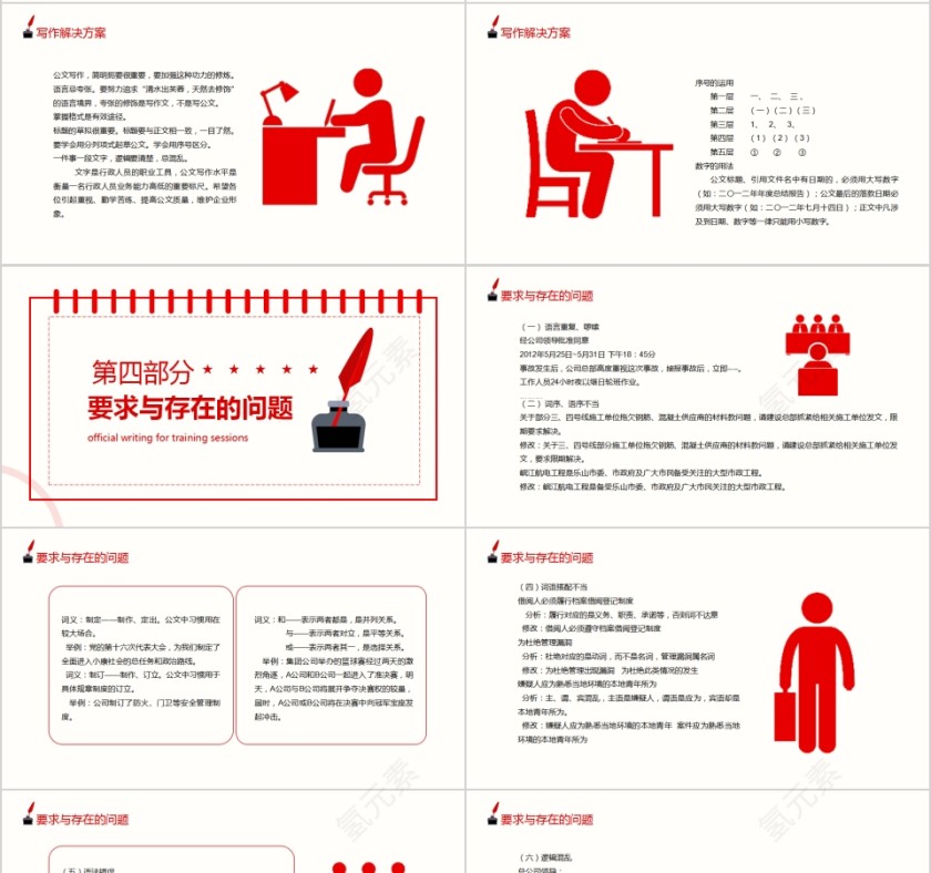 简约清新公文写作培训会PPT模板第4张