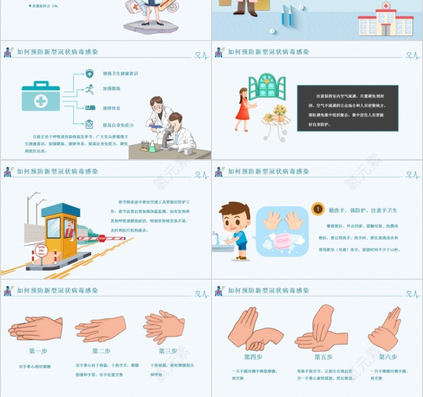 简约清新新型冠状病毒感染肺炎预防知识PPT模板第3张