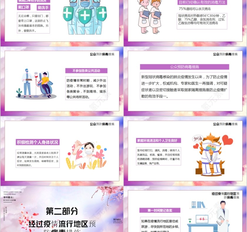 简约清新花卉武汉重启PPT模板第2张