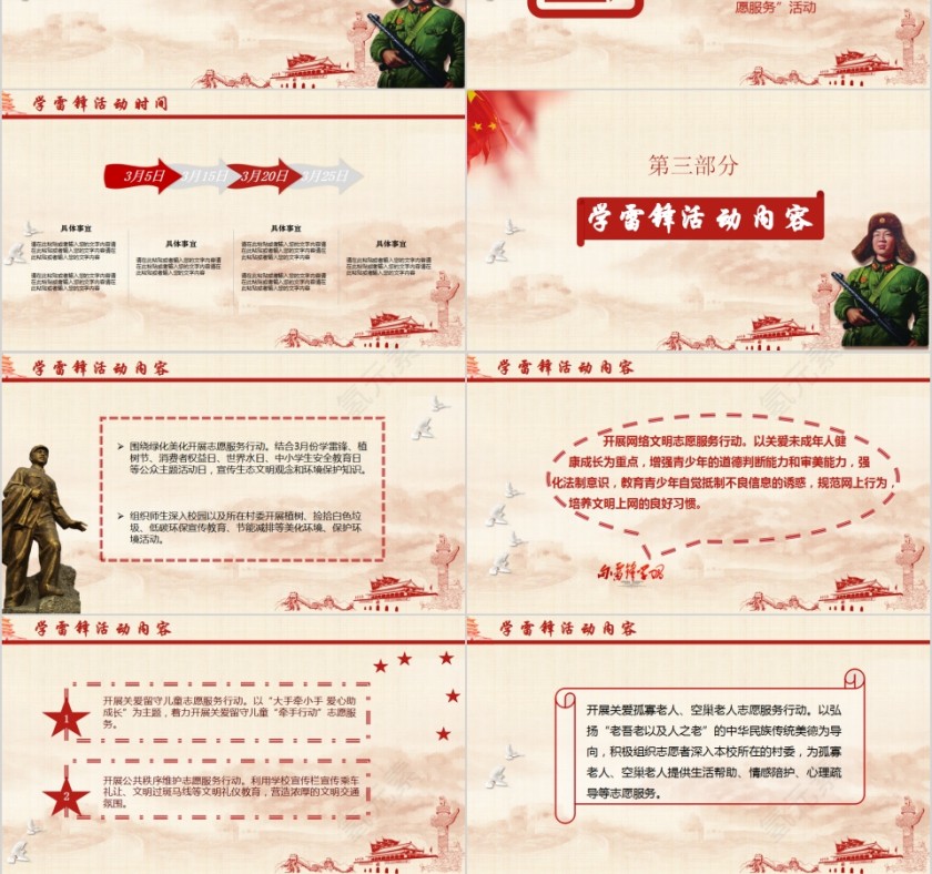 弘扬雷锋精神学雷锋志愿服务活动策划PPT模板第3张