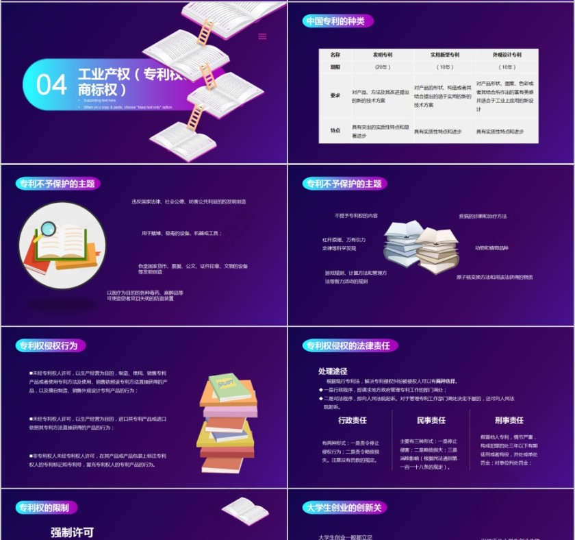 蓝色大气知识产权介绍PPT模板第4张