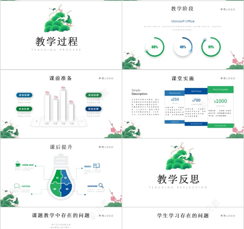 简约清新花卉教师说课PPT模板第4张
