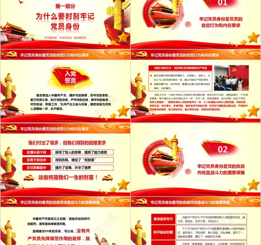 党员身份永远不能忘十九大精神学习解读PPT模板第2张