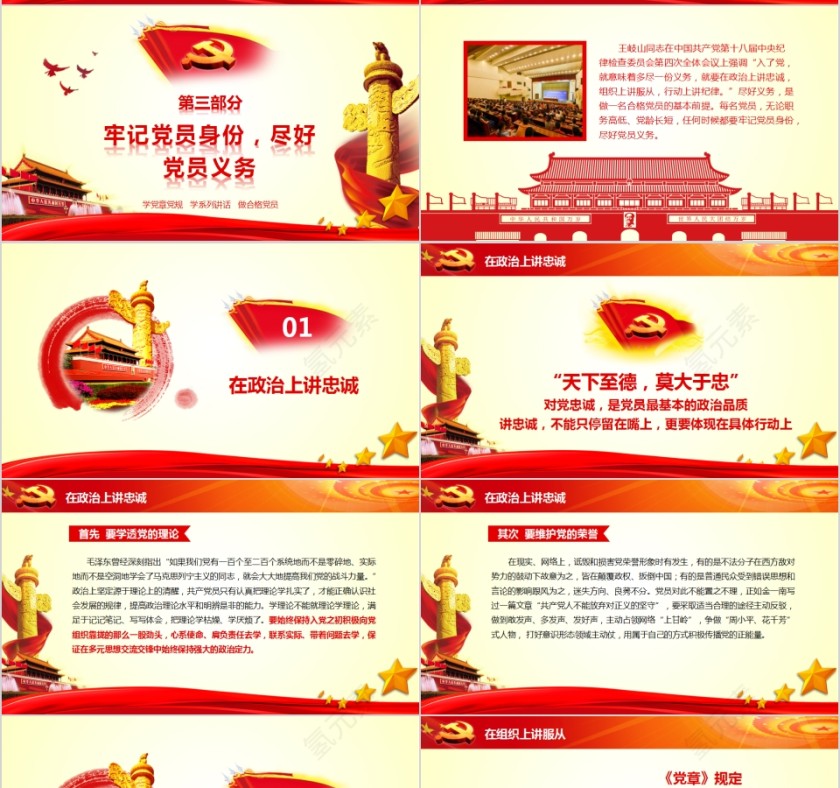 党员身份永远不能忘十九大精神学习解读PPT模板第7张