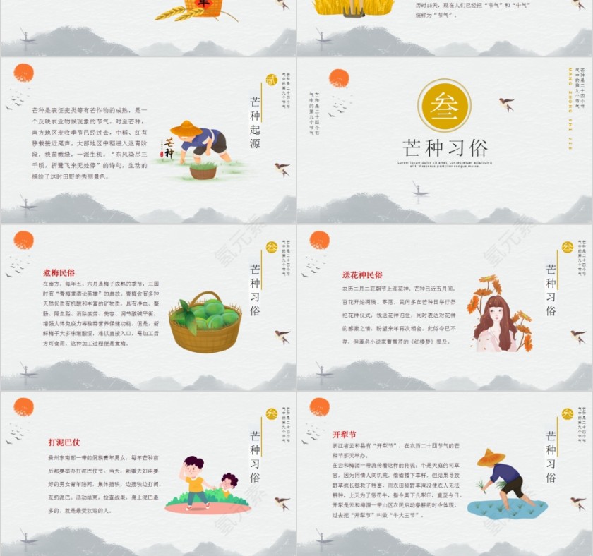 简约商务中国传统二十四节气芒种PPT模板第3张