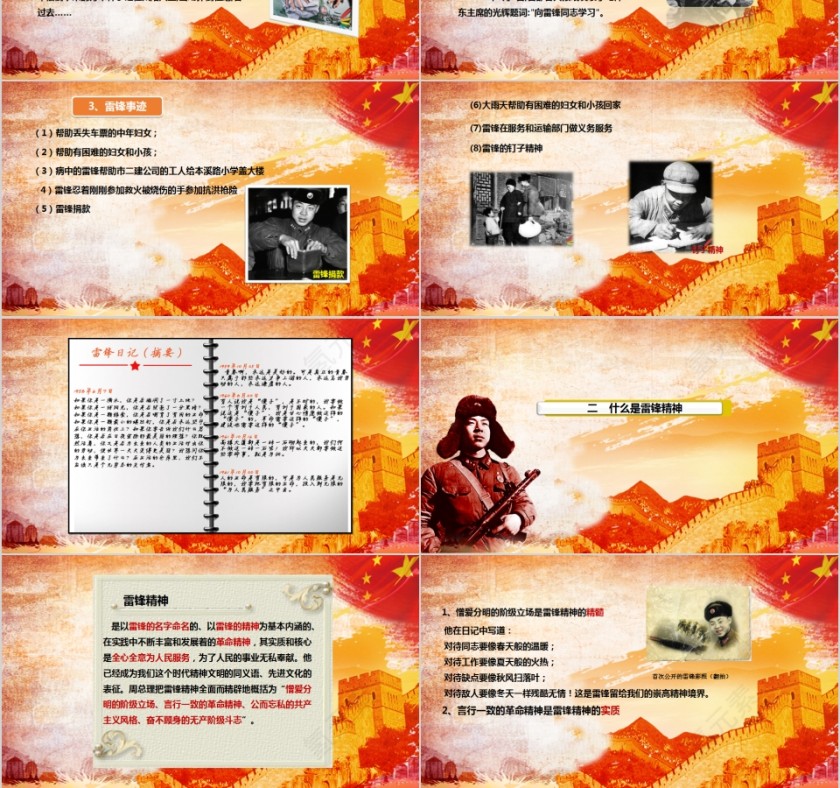 弘扬学习雷锋精神PPT模板第3张