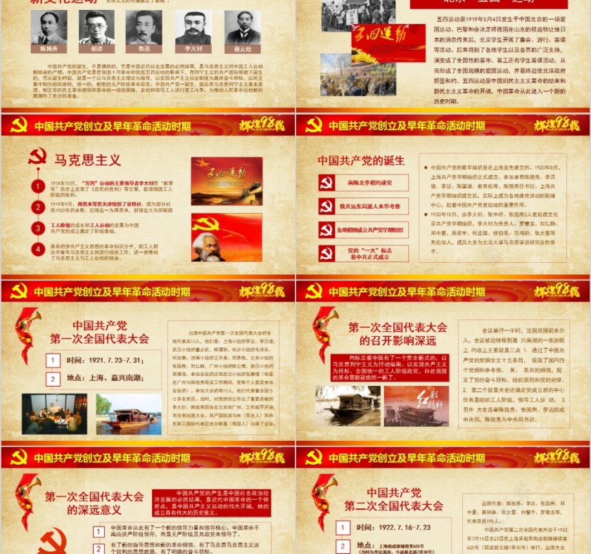 辉煌98载永远跟党走中国共产党党史PPT模板第5张
