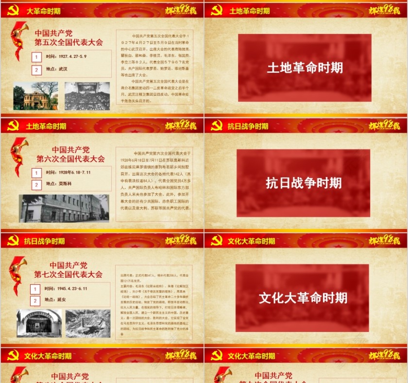 辉煌98载永远跟党走中国共产党党史PPT模板第7张
