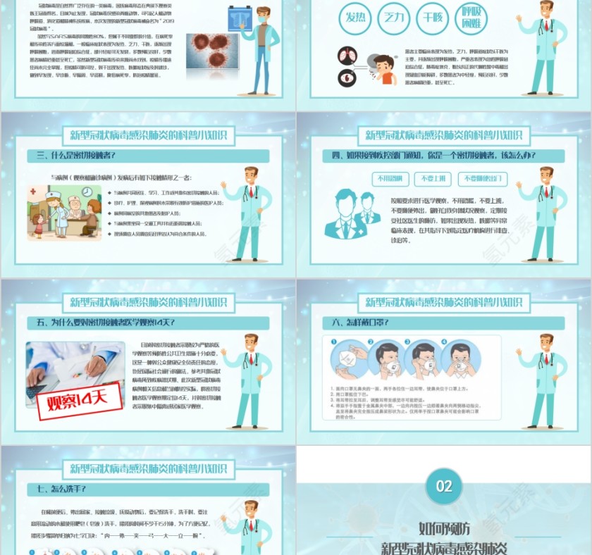 简约清新如何预防新型冠状病毒肺炎知识宣讲PPT模板第2张