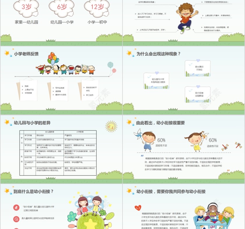 可爱卡通大班幼小衔接家长会第2张