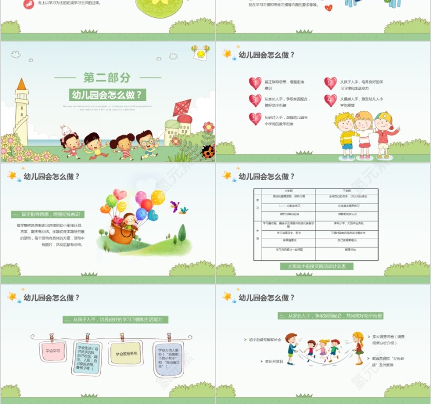 可爱卡通大班幼小衔接家长会第3张