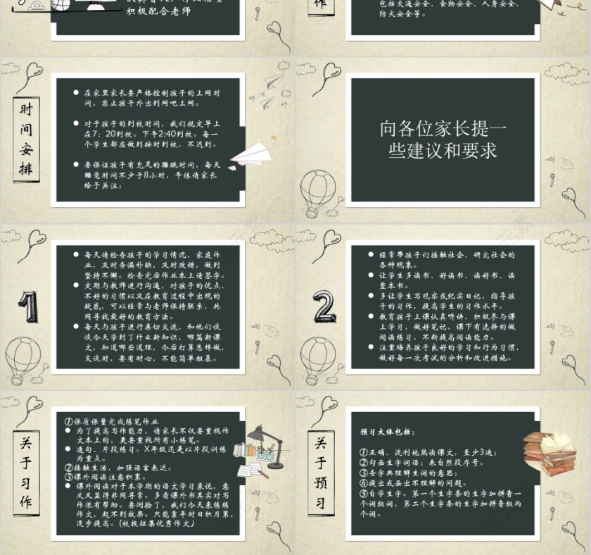 黑板风真诚沟通共育未来小学家长会PPT模板第3张