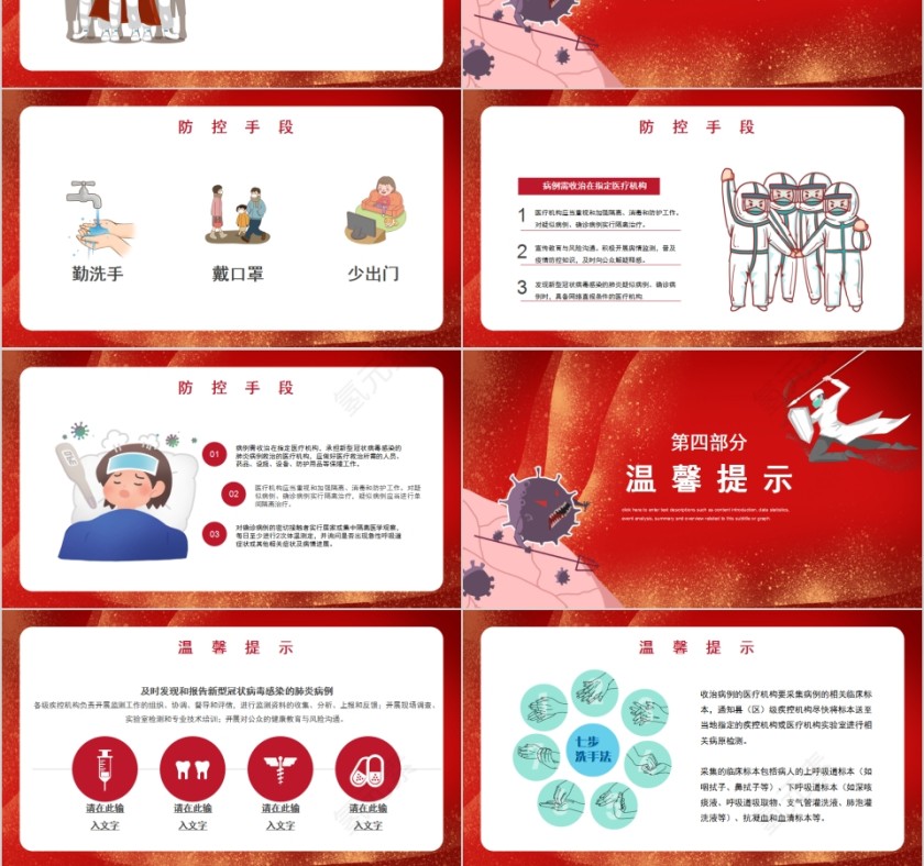 抗击疫情防控新型冠状病毒宣传PPT模板第3张
