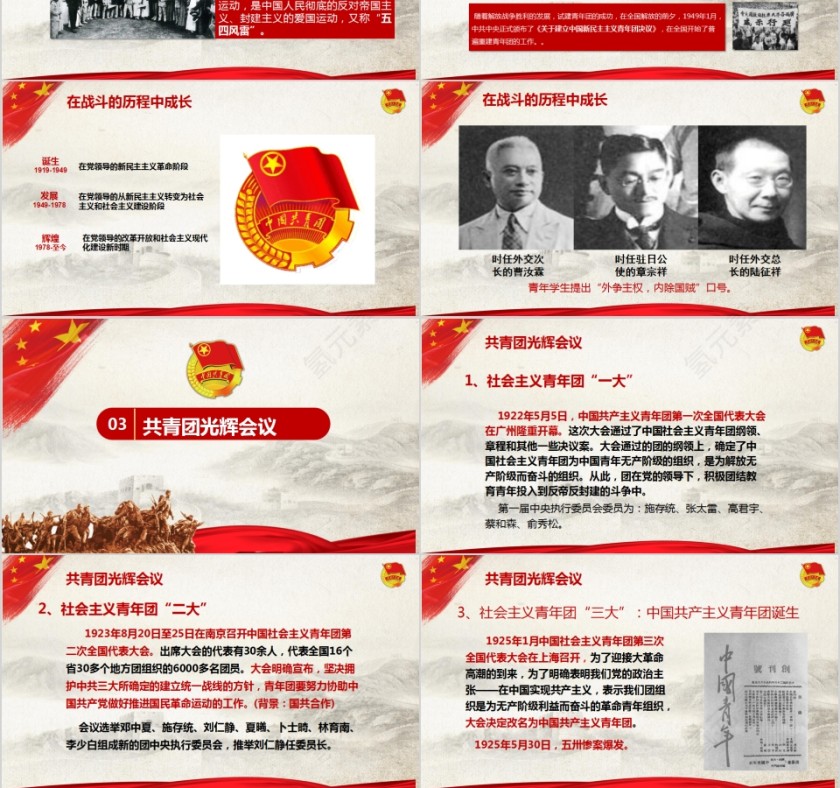 共青团光辉历史政府党建共青团团课PPT模板第3张
