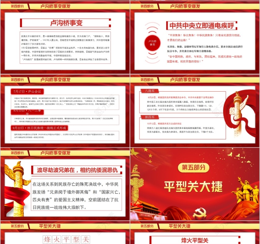 生死存亡筑长城传承红色精神PPT模板第4张