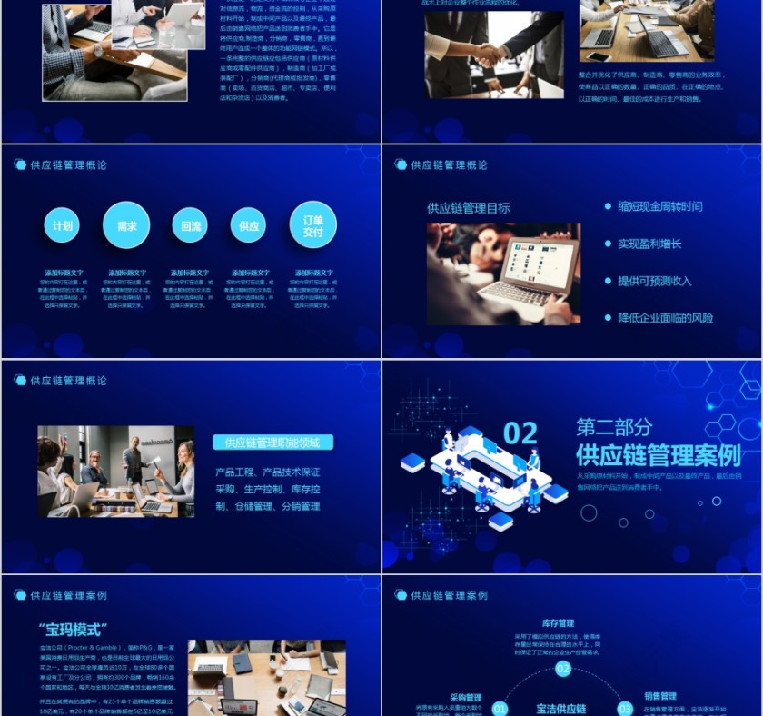 简约蓝色供应链管理PPT模板第2张