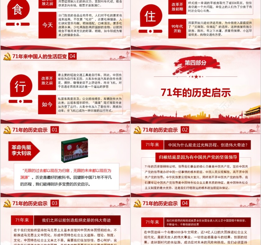 热烈庆祝中华人民共和国建国71周年PPT模板第5张