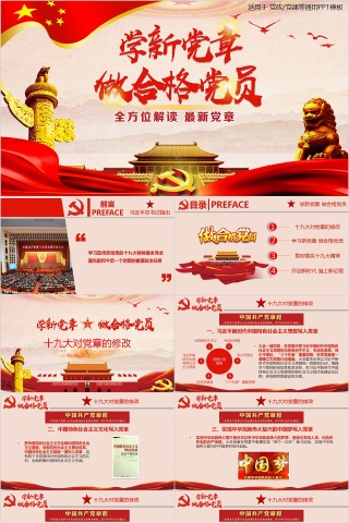 学新党章做合格党员全方位解读新党章PPT模板