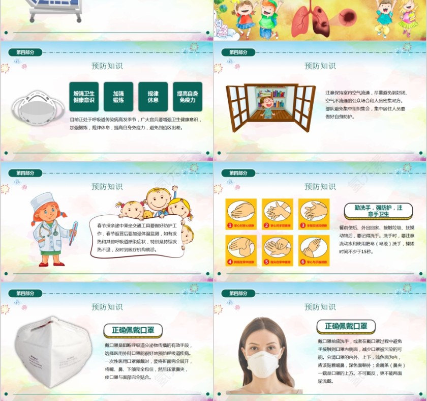 可爱卡通新型冠状病毒感染肺炎预防知识PPT模板第3张