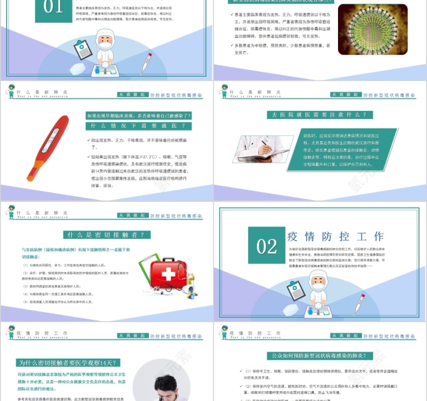 防控新型冠状病毒感染 新型冠状病毒肺炎防治知识宣讲PPT模板第2张