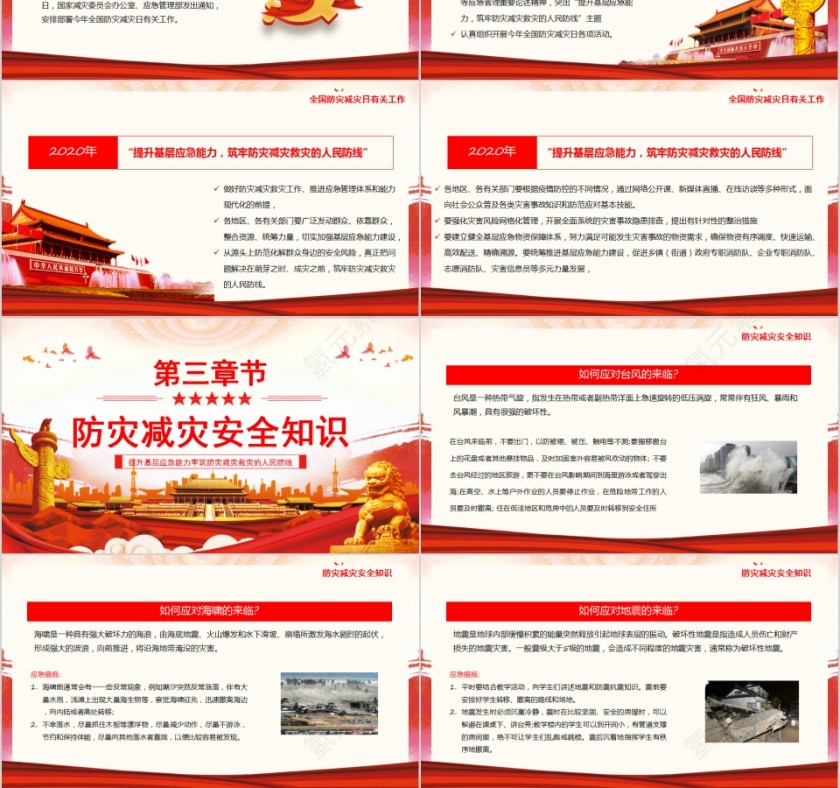 2020年全国防灾减灾日PPT模板第3张