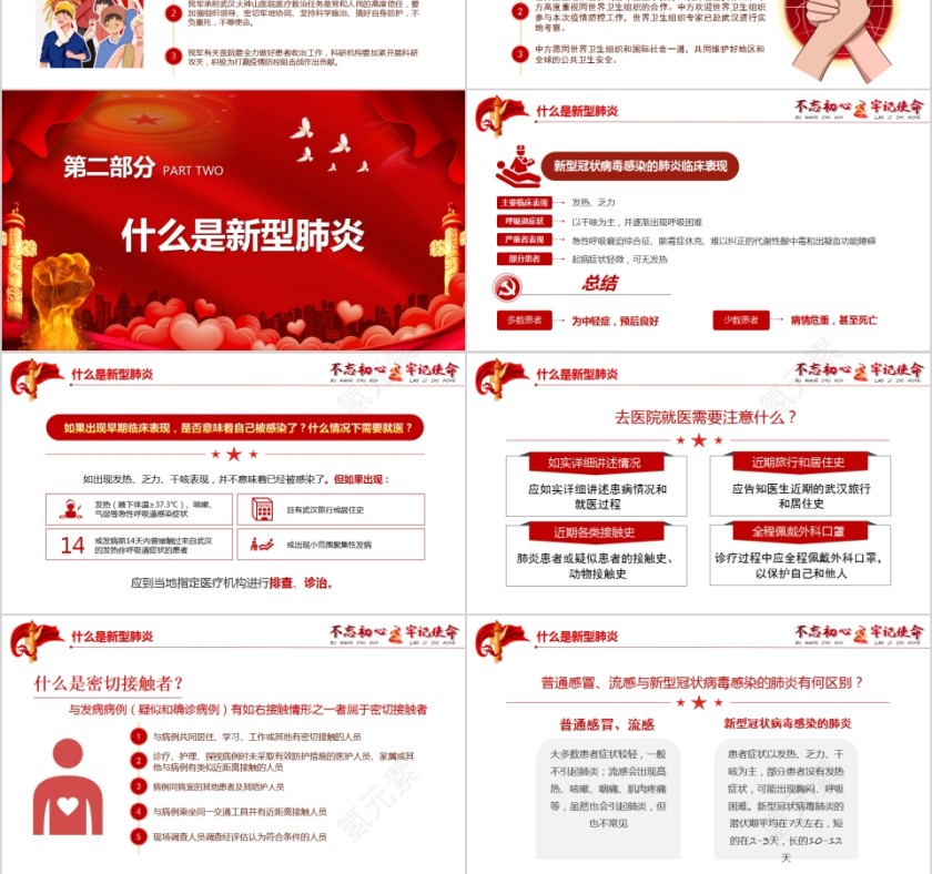 不忘初心牢记使命众志成城抗击疫情PPT模板第3张