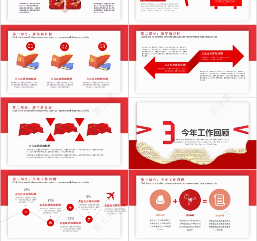 简约中国风党政党建工作汇报PPT模板第3张