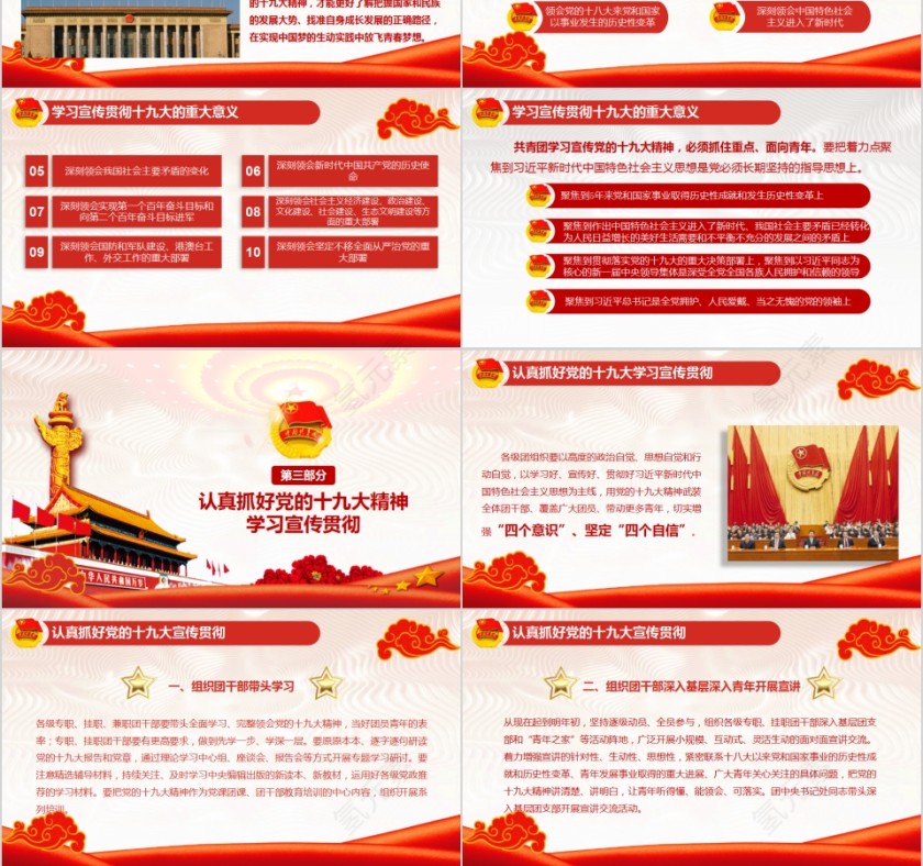 不忘初心砥砺前行共青团十九大精神学习PPT模板第3张