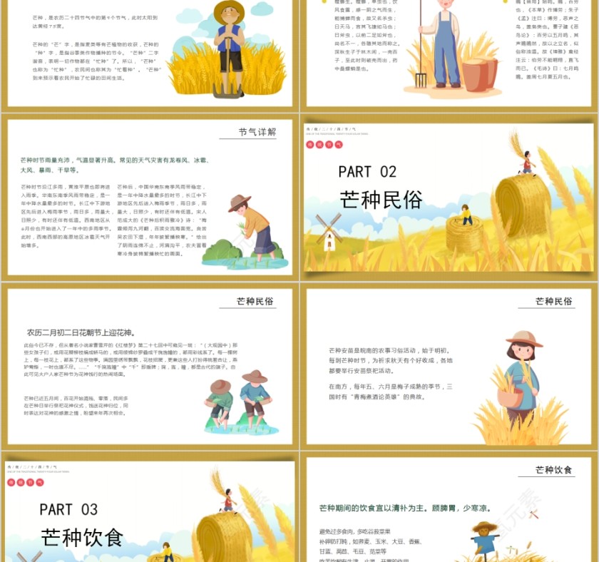 中国风传统二十四节气芒种节气PPT模板第2张