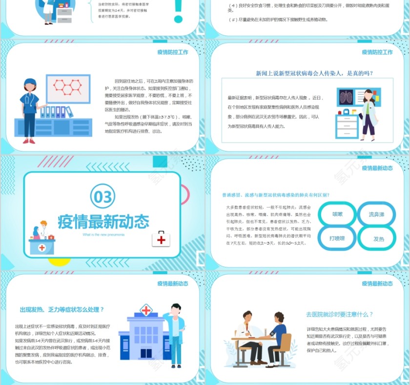 简约清新防控新型冠状病毒感染PPT模板第3张