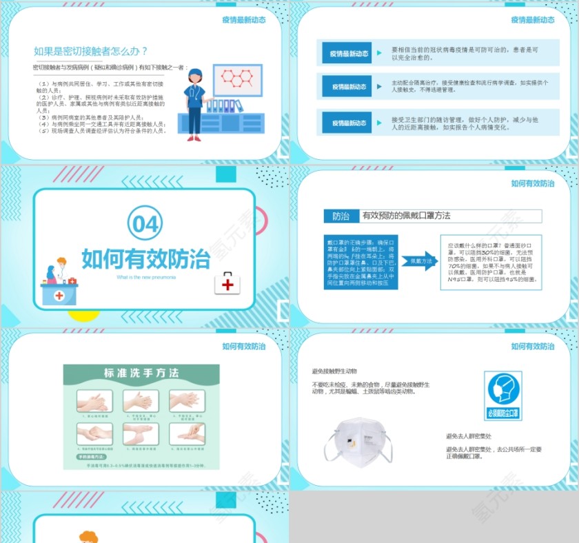 简约清新防控新型冠状病毒感染PPT模板第4张