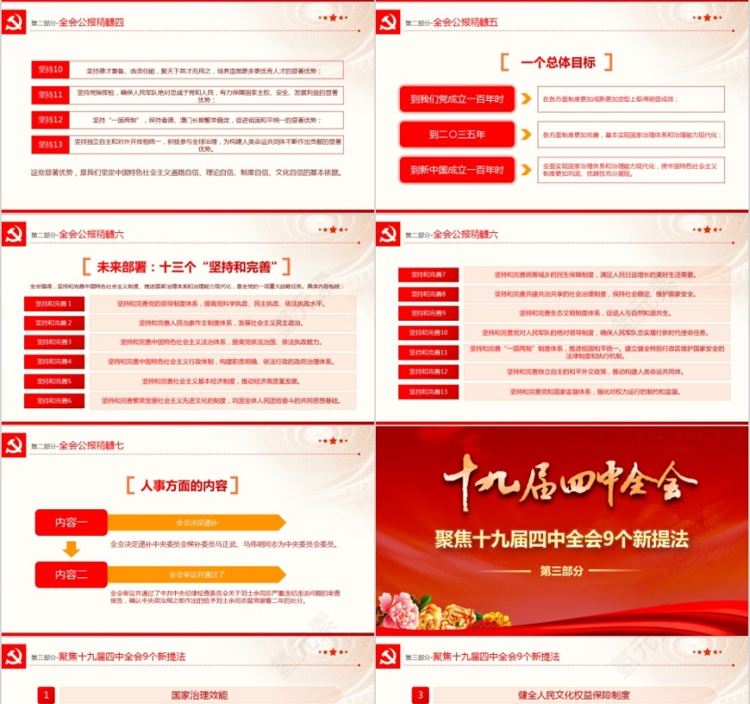 简约中国风十九届四中全会PPT模板第4张