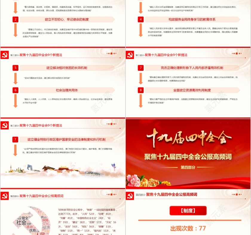 简约中国风十九届四中全会PPT模板第5张