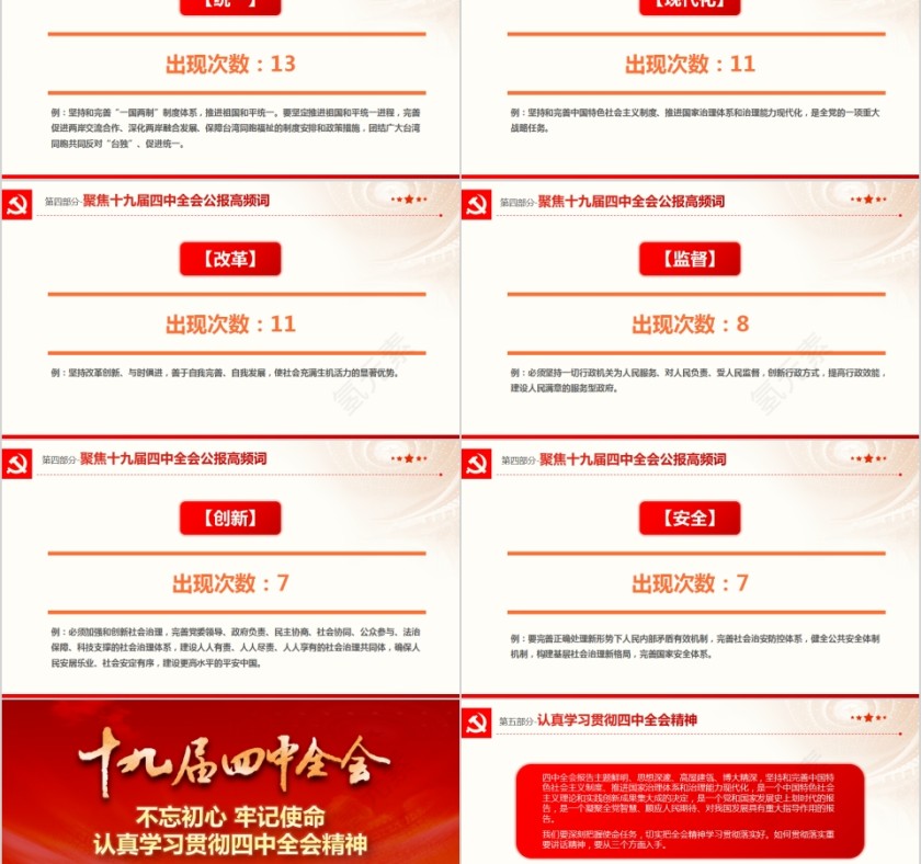 简约中国风十九届四中全会PPT模板第8张
