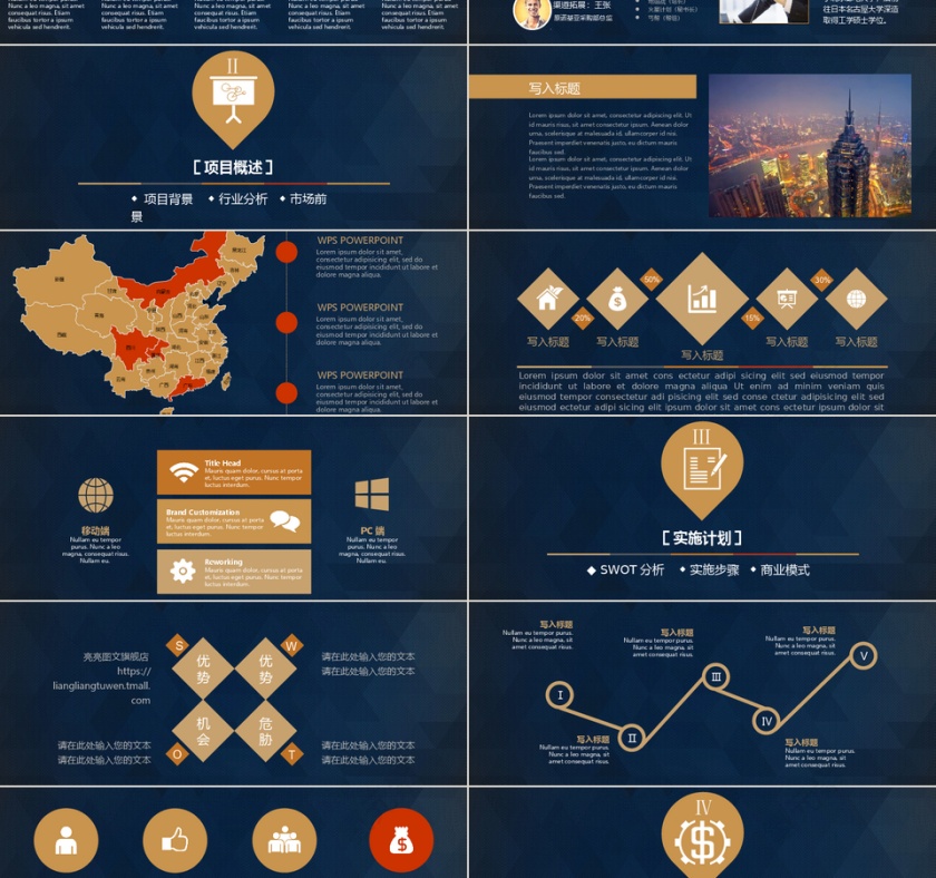 黑色大气高端商业计划书PPT模板第2张