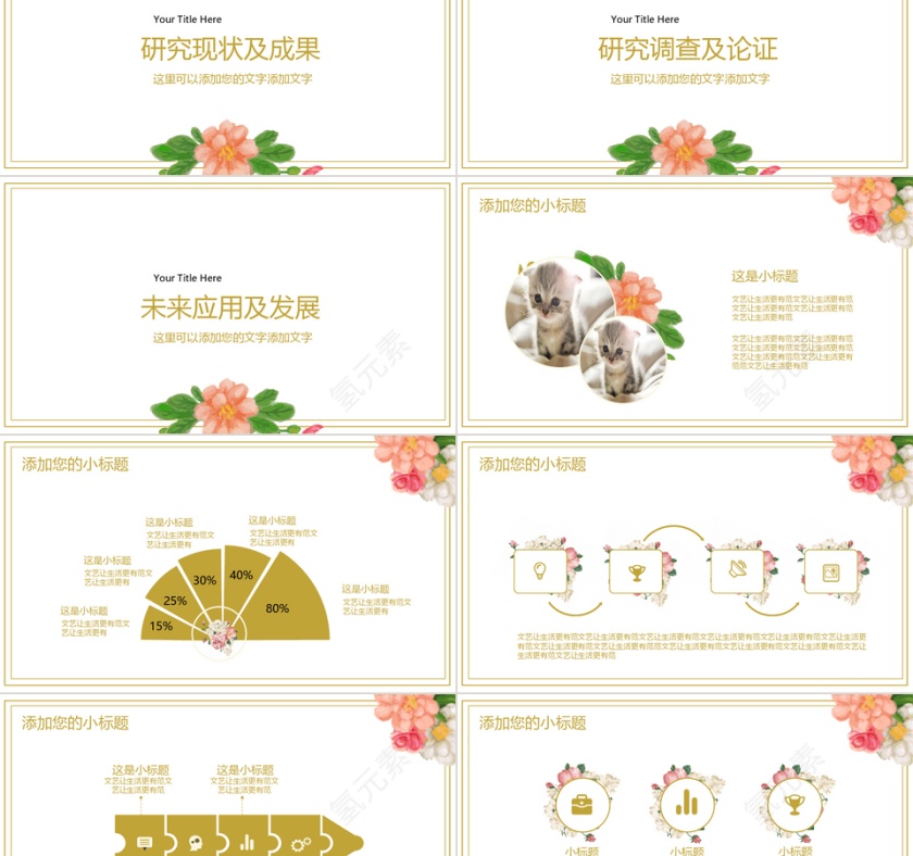 小清新花朵毕业论文答辩PPT模板第2张