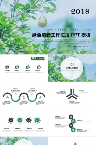 绿色小清新工作汇报PPT模板