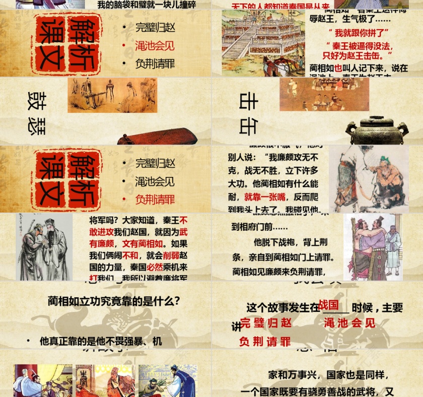 复古风将相和语文课件PPT模板第2张