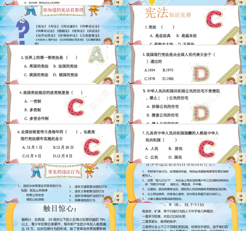 卡通国家宪法日主题班会PPT模版第2张