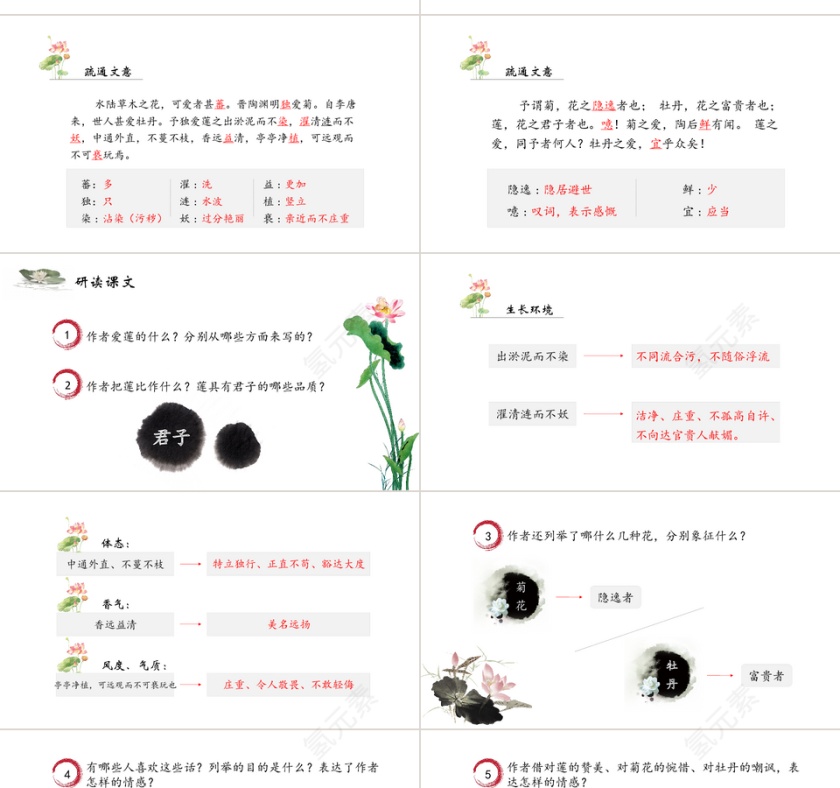 新部编人教版爱莲说语文课件PPT模...第4张