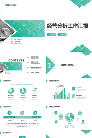 绿色商务经营分析工作汇报ppt模板