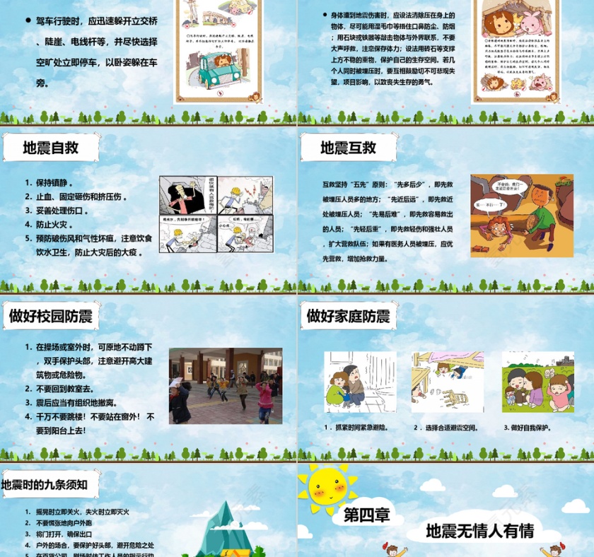 卡通防震减灾主题班会PPT模板第5张