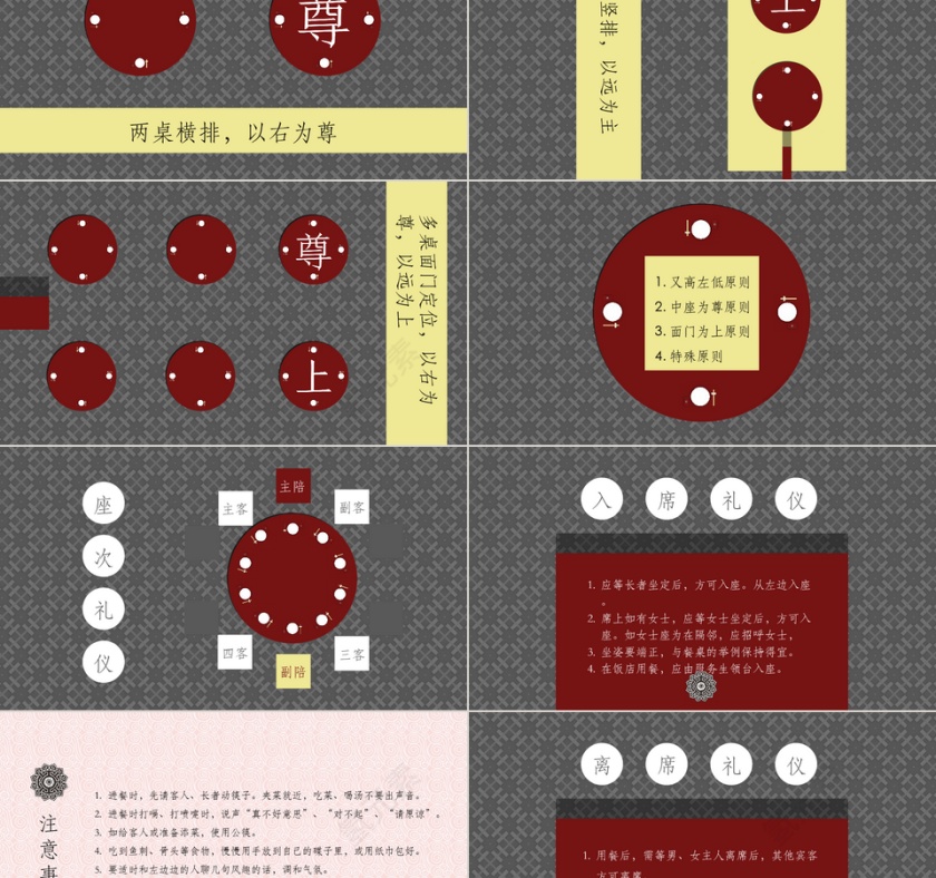 中国风社交餐桌礼仪PPT模板第2张