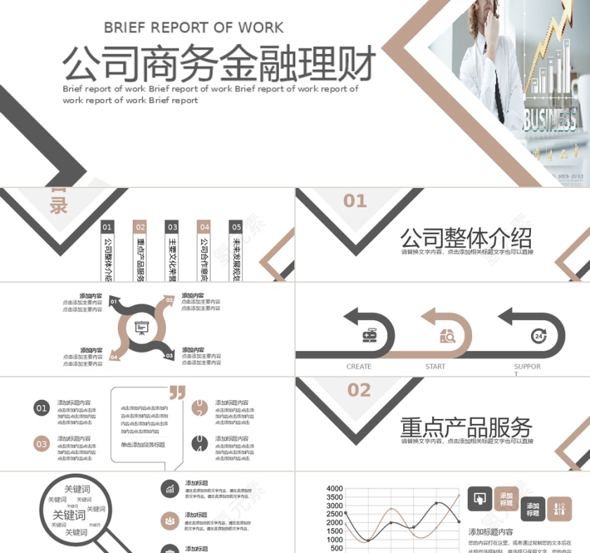 简约时尚风格公司商务金融理财PPT模板第1张