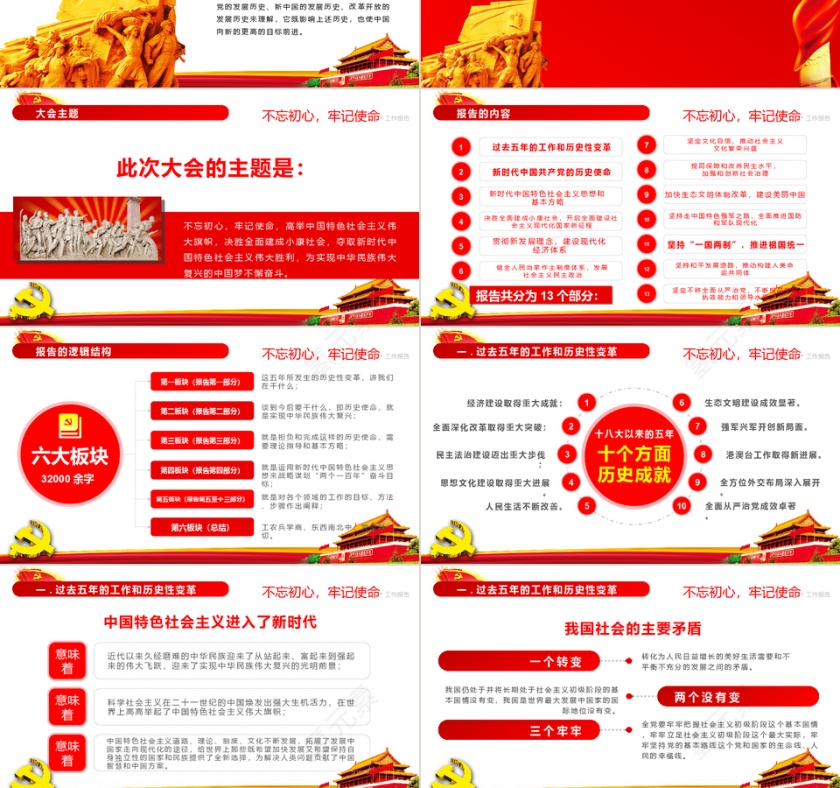 红色高端大气十九大党建工作总结ppt模板第3张