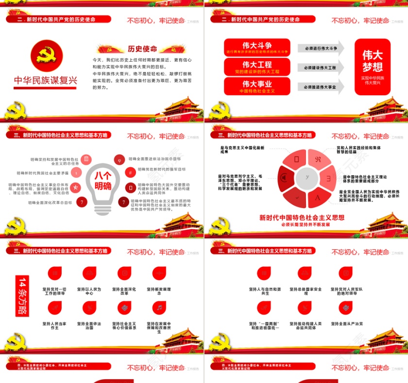 红色高端大气十九大党建工作总结ppt模板第4张