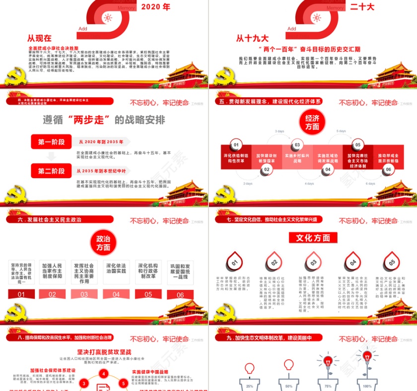 红色高端大气十九大党建工作总结ppt模板第5张