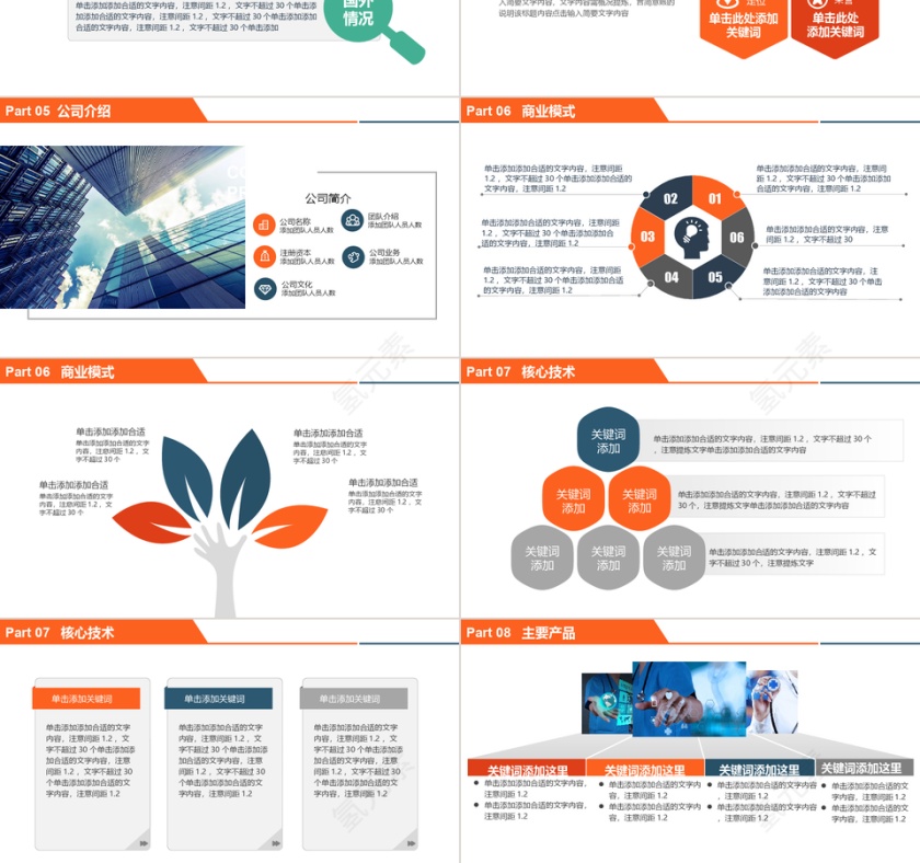 橙色扁平风大数据医疗融资PPT模板第3张