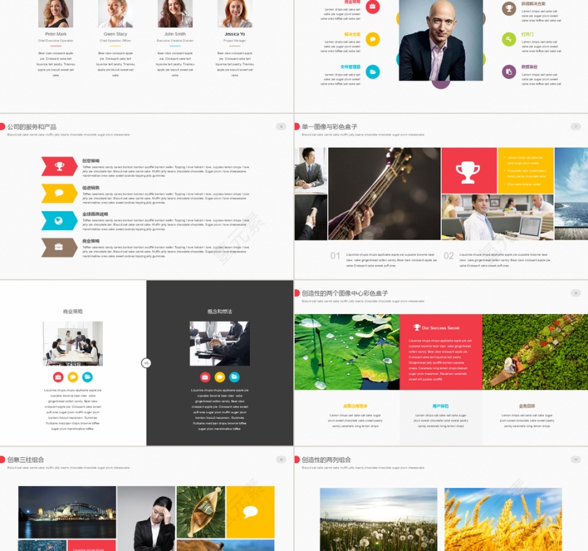 简约扁平风多图表商务报告工作汇报述职报告商务通用ppt模板第2张